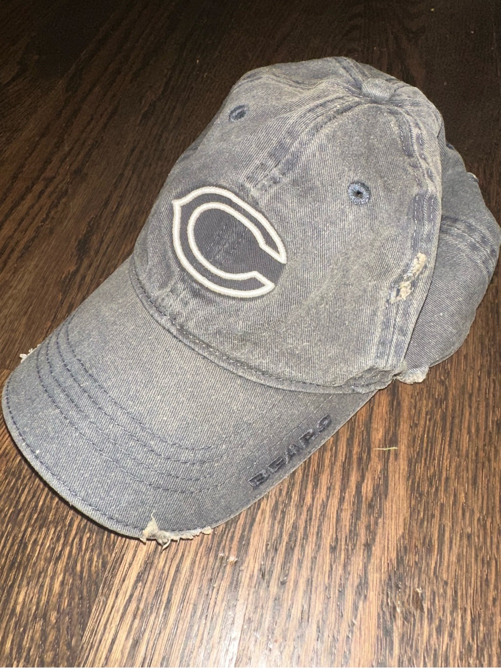 Chicago Bears Distressed Washed Dark Denim Baseball Cap Team Apparel